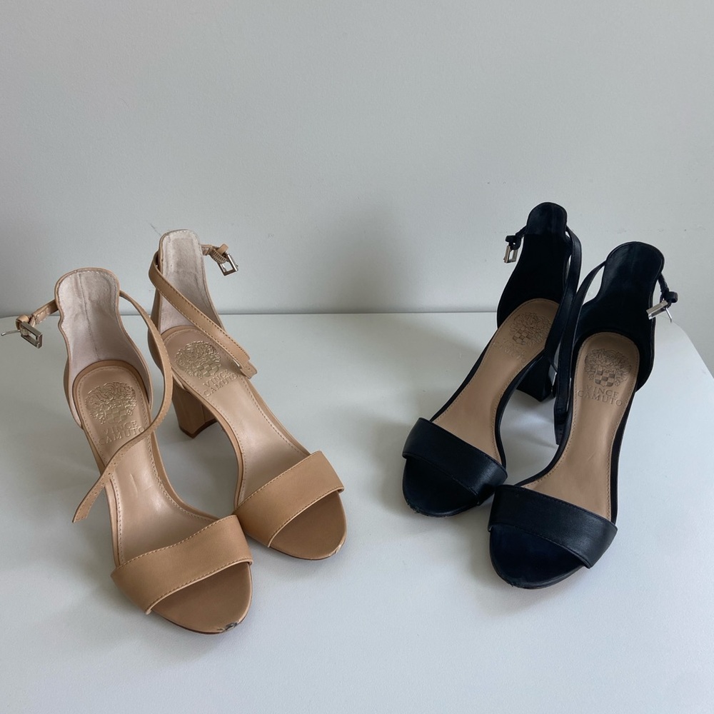 Vince Camuto Corlina Tan and Black Women's Heels